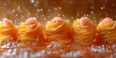 ai generiert klassisch Pasta auf Küche Hintergrund. Diät und Essen Konzept. foto