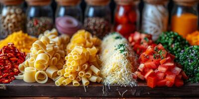 ai generiert klassisch Pasta auf Küche Hintergrund. Diät und Essen Konzept. foto