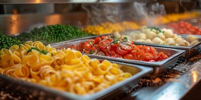 ai generiert klassisch Pasta auf Küche Hintergrund. Diät und Essen Konzept. foto