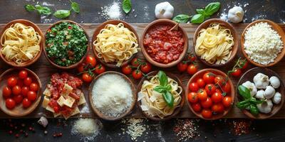 ai generiert klassisch Pasta auf Küche Hintergrund. Diät und Essen Konzept. foto