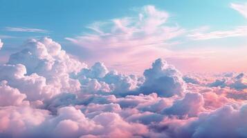 ai generiert 3d machen von schön Wolkenlandschaft mit Blau Himmel und Rosa Wolken foto