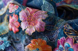ai generiert Batik Schönheit enthüllt Nahansicht Muster und Texturen foto