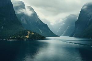 ai generiert malerisch norwegisch Fjord. generieren ai foto