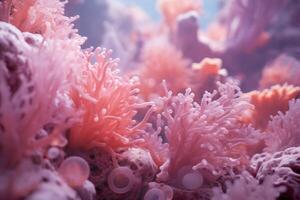 ai generiert beschwingt Rosa Koralle Riff Ozean Natur Nahaufnahme. generieren ai foto