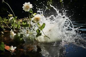 ai generiert heiter Teich Ruhe Wasser Spritzen. generieren ai foto