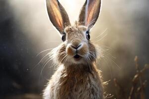 ai generiert fesselnd Seite Aussicht Porträt von wild Hase. generieren ai foto