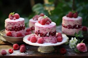 ai generiert Torte Himbeere Kuchen. generieren ai foto