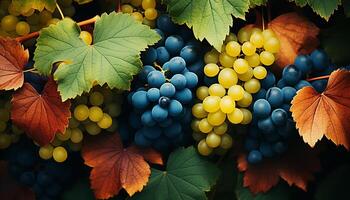 ai generiert Herbst Weinberg beschwingt Farben, reif Trauben, Natur köstlich Dekoration generiert durch ai foto