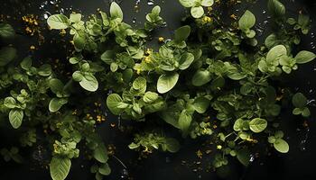 ai generiert frisch Grün Blätter blühen im das Sommer, reflektieren im das Teich generiert durch ai foto