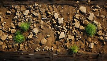 ai generiert frisch Grün Gras wächst im das rauh, sandig Landschaft generiert durch ai foto