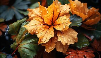 ai generiert Frische von Herbst, beschwingt Farben, nass Blütenblätter, blühen Blumen generiert durch ai foto