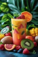 ai generiert beschwingt Smoothie erregt durch bunt Früchte foto