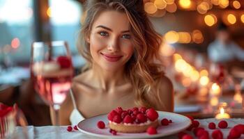 ai generiert Erfassen froh Dessert Momente auf Valentinstag Tag foto