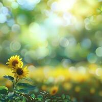 ai generiert Illustration von verschwommen Sonnenblume Garten Hintergrund ai generiert foto