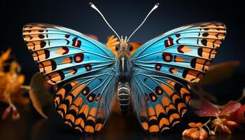 ai generiert beschwingt Schmetterling im Natur Vitrinen Eleganz und Schönheit im Symmetrie generiert durch ai foto