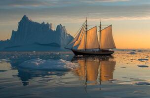 ai generiert Segeln durch Arktis Eis foto