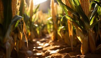 ai generiert Landwirtschaft, Natur, Bauernhof, Blatt, ländlich Szene, Anlage, Sommer, Mais, Ernte generiert durch ai foto