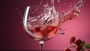 ai generiert planschen Wein, Gießen flüssig, frisch Frucht, Feier, Glas von Wein generiert durch ai foto