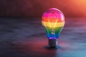 ai generiert beleuchtet lgbt Stil Licht Birne foto