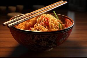 ai generiert lange Ramen Schüssel Stöcke. generieren ai foto