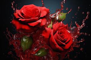ai generiert fesselnd rot Rose Blume Pflanze Sommer. generieren ai foto