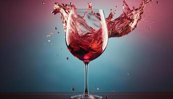 ai generiert planschen rot Wein, Gießen Feier, Glas von erfrischend Flüssigkeit generiert durch ai foto