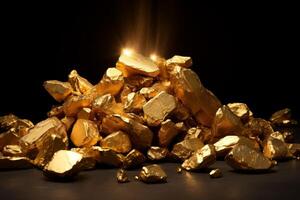 ai generiert funkelnd Stapel von Gold Nuggets. generieren ai foto