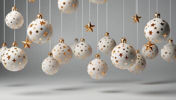 ai generiert Winter Feier Schneeflocke Ornament, glänzend Geschenk, hängend auf Weihnachten Baum generiert durch ai foto