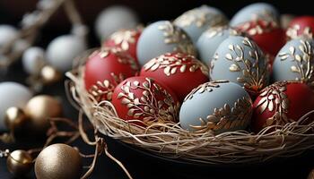 ai generiert Feier von Frühling bunt Eier symbolisieren Natur kreativ Variation generiert durch ai foto
