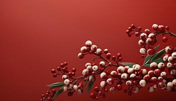 ai generiert frisch Vogelbeeren schmücken das Winter Baum, symbolisieren Feier und Wachstum generiert durch ai foto