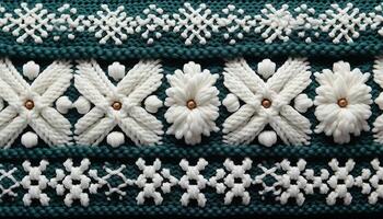 ai generiert gestrickt Winter Kleidungsstück im gestreift Blau und Gelb, gemütlich und warm generiert durch ai foto