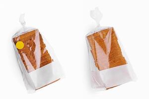 schließen oben von Weiß geschnitten Toast Brot im transparent Verpackung foto