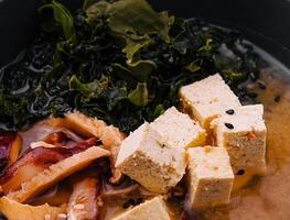 japanisch Miso Suppe mit Tofu schließen oben foto