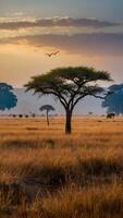 ai generiert Savanne Safari Tierwelt Weiden lassen über riesig afrikanisch Ebenen foto