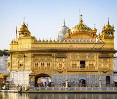 schön Aussicht von golden Tempel - - Harmandir sahib im Amritsar, Punjab, Indien, berühmt indisch Sikh Wahrzeichen, golden Tempel, das Main Heiligtum von sikhs im Amritsar, Indien foto