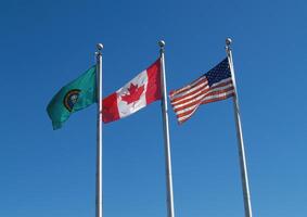 vereinigt Zustände Kanada und Washington Zustand Flagge Blau Himmel foto