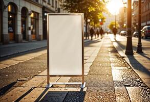 ai generiert Plakatwand Modelle städtisch Werbung Stadt Marketing Design Vertikale Poster Anzeige Bürgersteig Beförderung Konzept foto