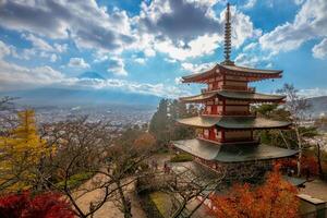 Arakura Berg, Arakurayama sengen Park, gelegen im Fujiyoshida Stadt, Japan foto