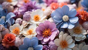 ai generiert ein Strauß von bunt Blumen bringt Schönheit und Liebe draußen generiert durch ai foto