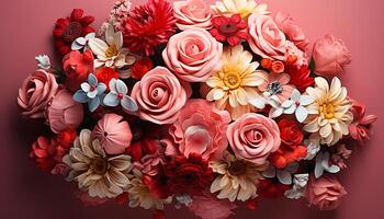 ai generiert ein schön Strauß von Rosa Blumen, ein Geschenk von Liebe generiert durch ai foto