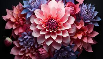 ai generiert beschwingt farbig Blütenblätter erstellen ein schön Blumen- Muster im Natur generiert durch ai foto
