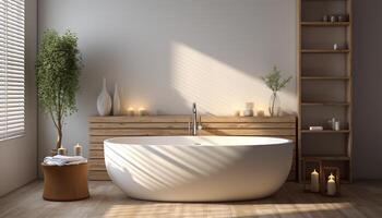 ai generiert Luxus modern Wohnung mit elegant Holz Bodenbelag und sauber Design generiert durch ai foto