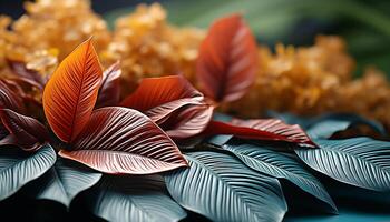 ai generiert beschwingt Herbst Laub dekoriert das Wald im ein bunt Muster generiert durch ai foto