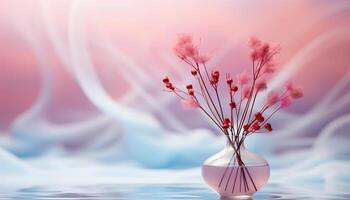 ai generiert Natur Schönheit im ein Vase, Blumen blühen mit abstrakt Muster generiert durch ai foto