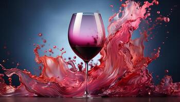 ai generiert Flüssigkeit Wein gießen, planschen Rot, Erstellen abstrakt Feier von Farben generiert durch ai foto