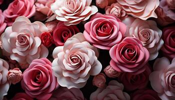 ai generiert ein schön Strauß von frisch, Rosa Blumen bringt Romantik generiert durch ai foto