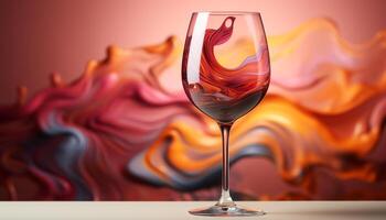 ai generiert Feier von Eleganz rot Wein gießen, Glas spritzen, Luxus Hintergrund generiert durch ai foto