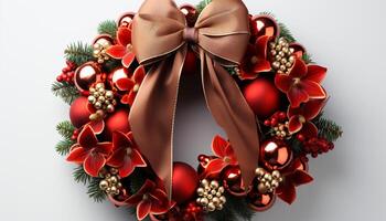 ai generiert Winter Feier Geschenk von Humor, glänzend Schneeflocke dekoriert Weihnachten Baum generiert durch ai foto