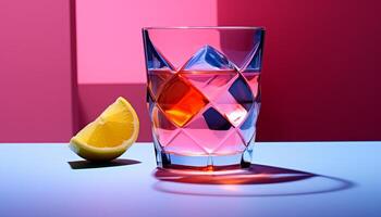 ai generiert erfrischend Cocktail mit Zitrone, Kalk, und Orange Scheiben auf Glas generiert durch ai foto