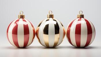 ai generiert Weihnachten Ornament Dekoration, glänzend Winter Kugel, Gold Hintergründe Geschenk Ball generiert durch ai foto